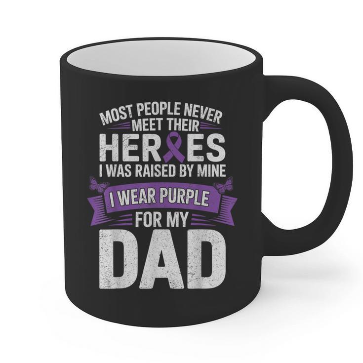 I Wear Purple For My Dad Pancreatic Cancer Support Graphic Print Coffee Mug