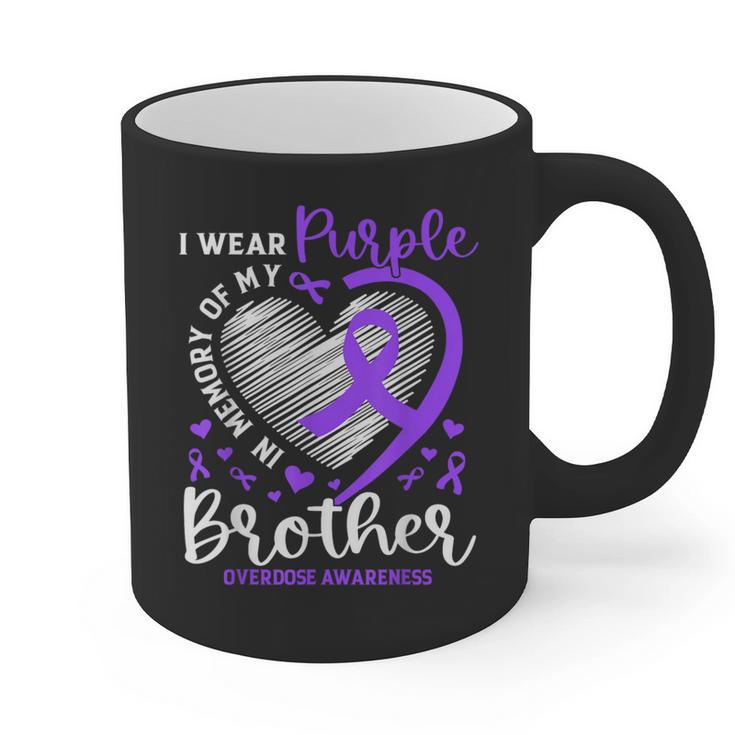 I Wear Purple In Memory Of My Brother Overdose Awareness Graphic Print Coffee Mug