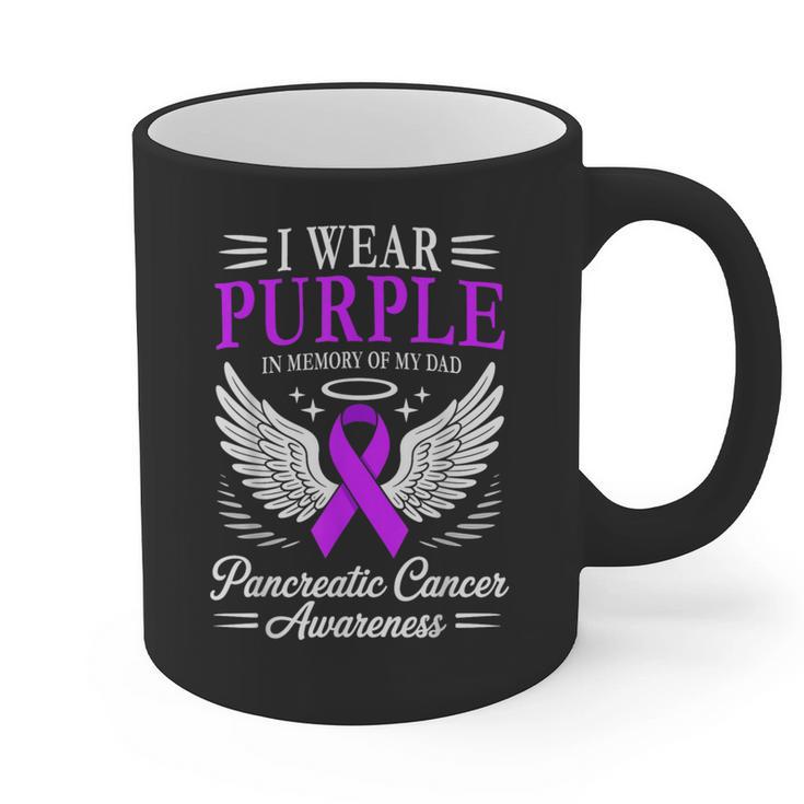 I Wear Purple In Memory Of My Dad Pancreatic Cancer Graphic Print Coffee Mug