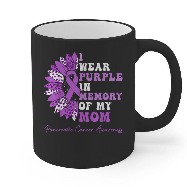I Wear Purple In Memory Of My Mom Pancreatic Cancer Ribbon Graphic Print Coffee Mug