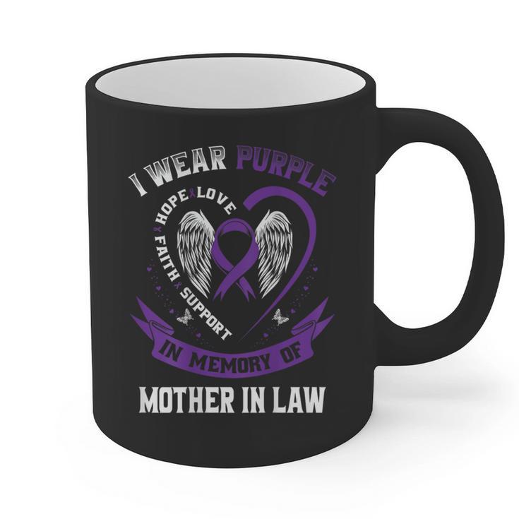 I Wear Purple In Memory Of Mother In Law Pancreatic Cancer Graphic Print Coffee Mug