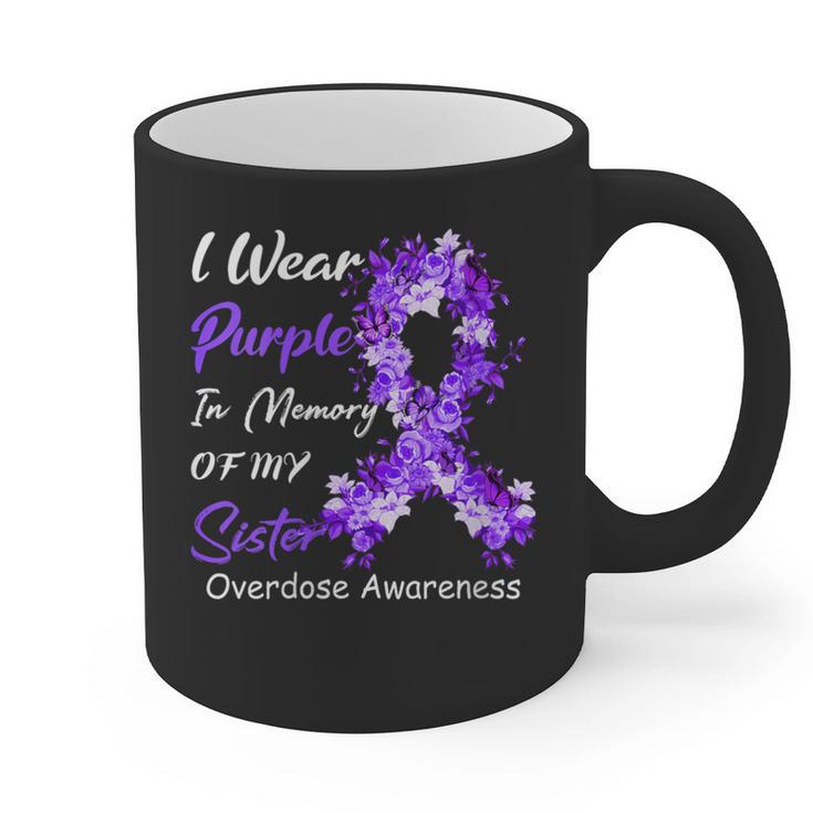 I Wear Purple In Memory Of My Sister Overdose Awareness Graphic Print Coffee Mug