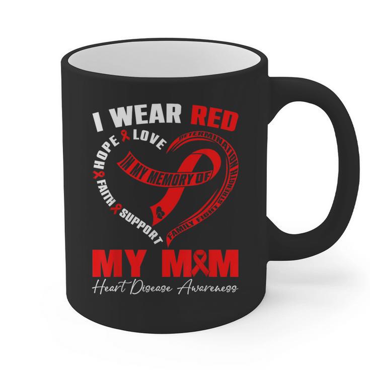 I Wear Red In My Memory Of My Mom Heart Disease Awareness Graphic Print Coffee Mug