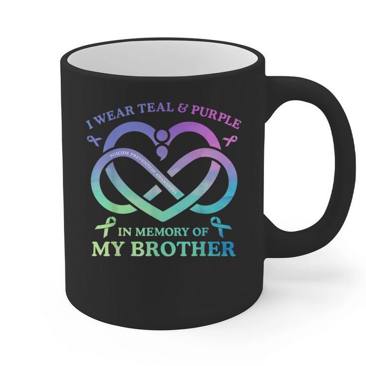 I Wear Teal & Purple Memory Of My Brother Suicide Prevention Graphic Print Coffee Mug