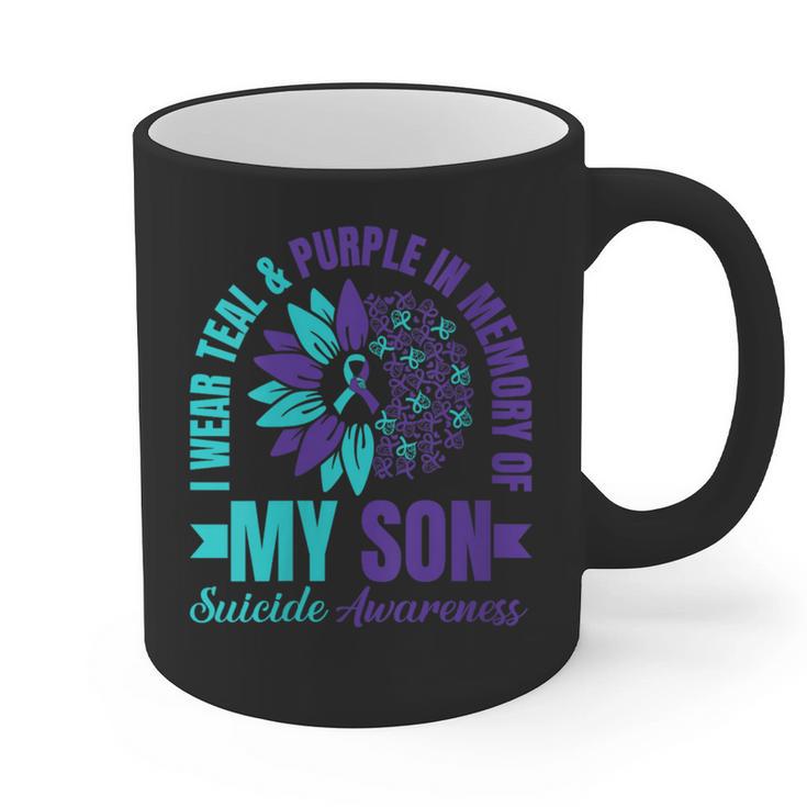 I Wear Teal Purple In Memory Of My Son Suicide Awareness Graphic Print Coffee Mug