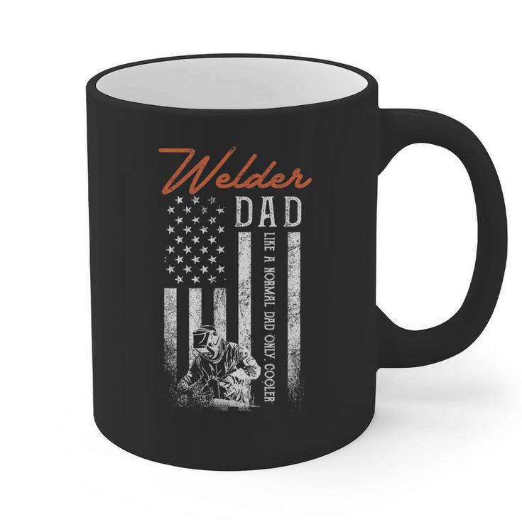 Welder Dad Like A Normal Dad Only Cooler USA Flag Welding Graphic Print Coffee Mug