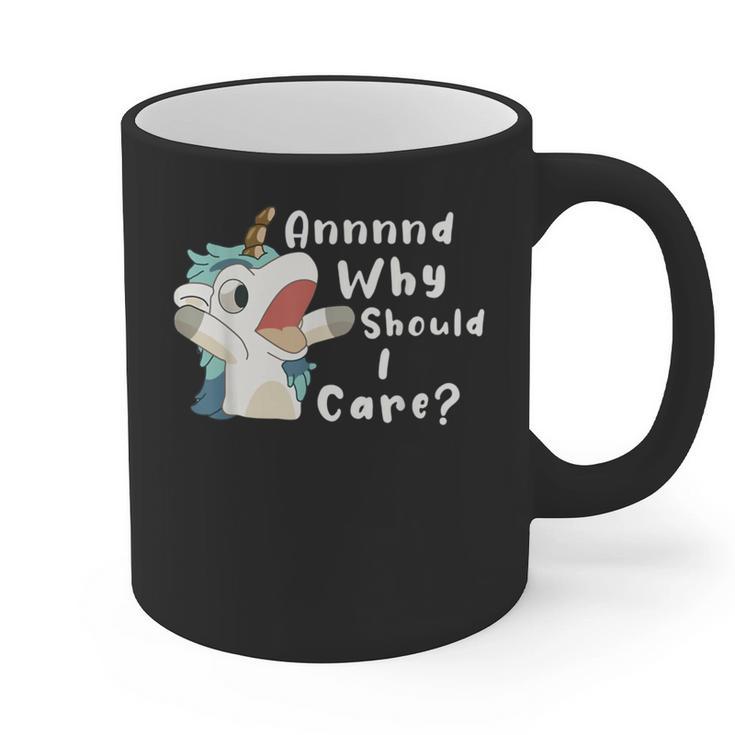 And Why Should I Care Sarcastic Unicorn Dad Mom Graphic Print Coffee Mug