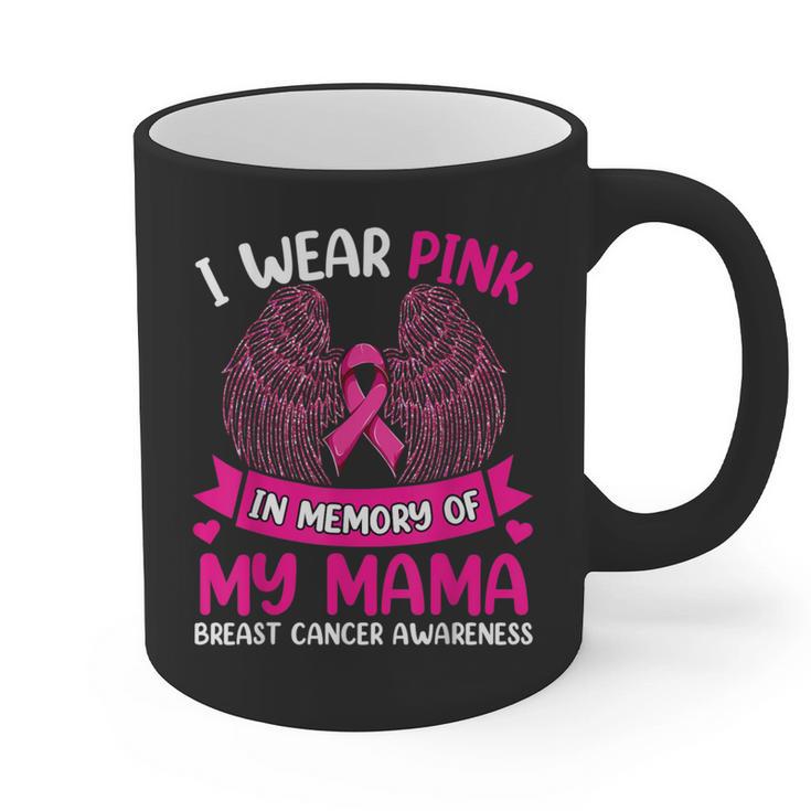 Wings Breast Cancer Shirt I Wear Pink In Memory Of My Mama Graphic Print Coffee Mug