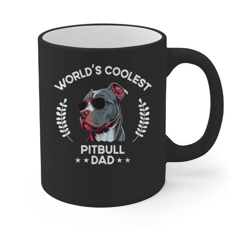 World's Coolest Dog Dad Papa Men Pitbull Graphic Print Coffee Mug