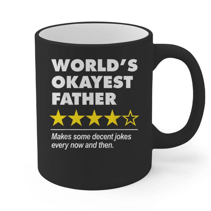 Worlds Okayest Father Dad Joke Review For Fathers Day Graphic Print Coffee Mug
