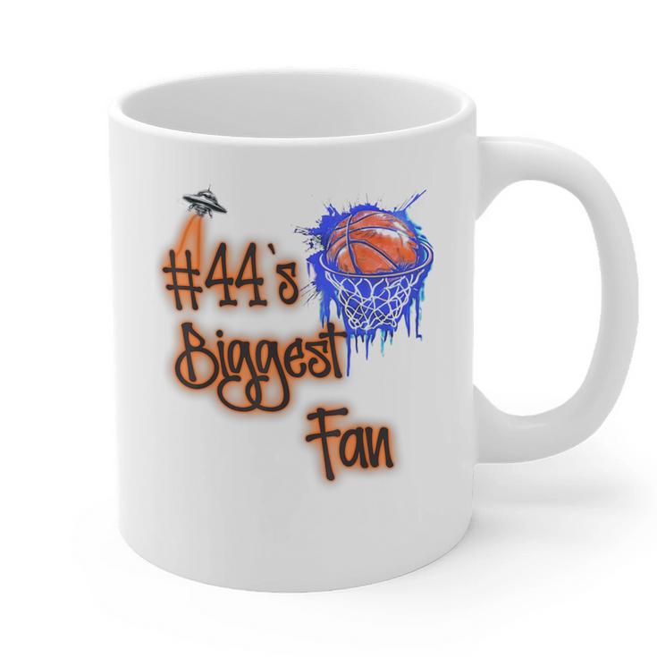 44 Biggest Fan Of Basketball Player Number 44 Dad Mom Graphic Print Coffee Mug