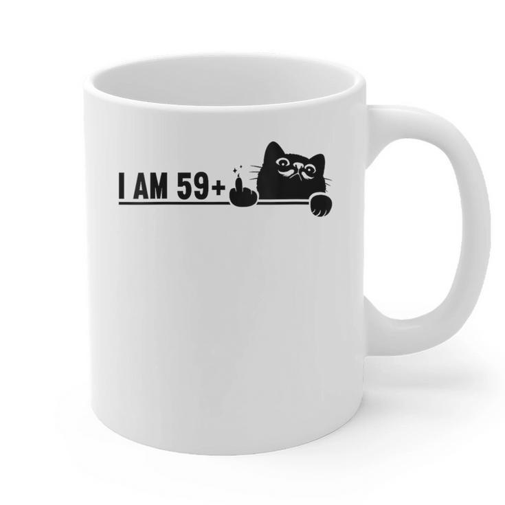 I Am 59 Plus 1 Middle Finger For A 60th Birthday Cat Mom Dad Graphic Print Coffee Mug