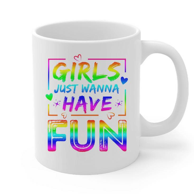 80's Girls Just Wanna Have Fun Nostalgia 1980s Style Premium Tri-Blend Graphic Print Coffee Mug