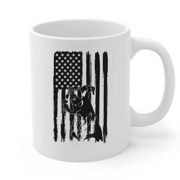 American Flag USA Patriot Boxer Dog Dad Graphic Print Coffee Mug
