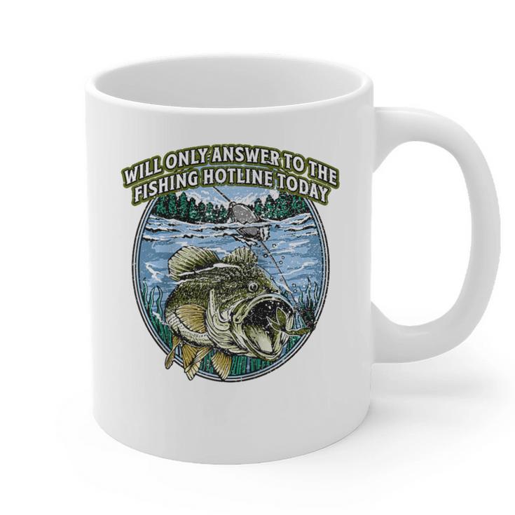 Answer To Fishing Hotline Introvert Humor Antisocial Raglan Baseball Tee Graphic Print Coffee Mug