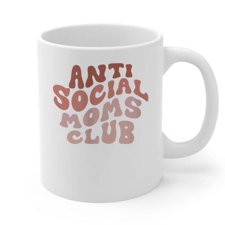 Anti Social Moms Club On Back Retro Introvert Unsociable Graphic Print Coffee Mug
