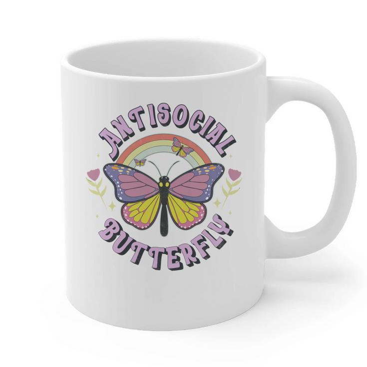 Antisocial Butterfly Groovy t For Introvert Men Women Girls Graphic Print Coffee Mug