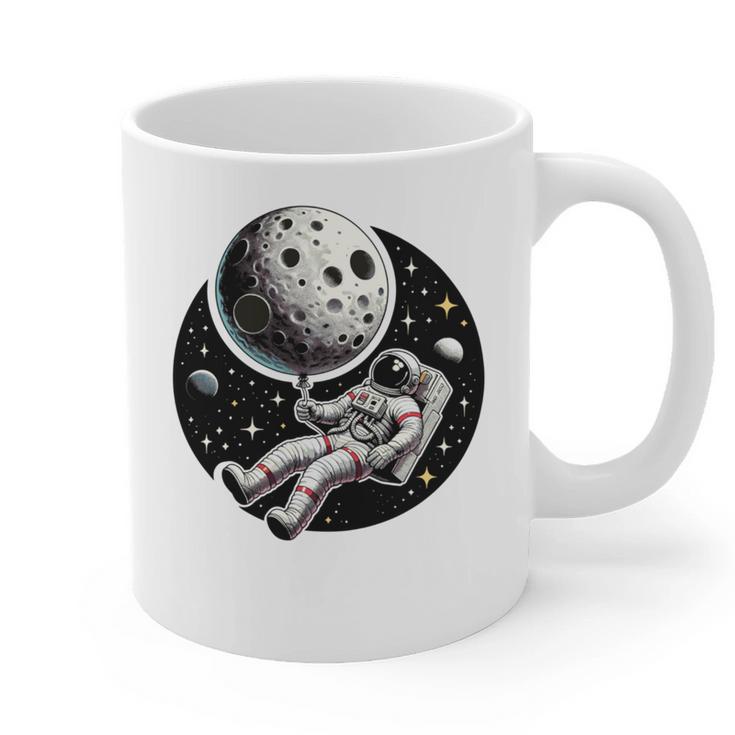 Astronaut Aesthetic Holding Moon Balloon Planets Introvert Graphic Print Coffee Mug