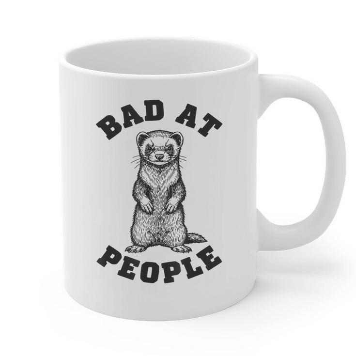 Bad At People Ferret Introvert Saying Slogan Graphic Print Coffee Mug