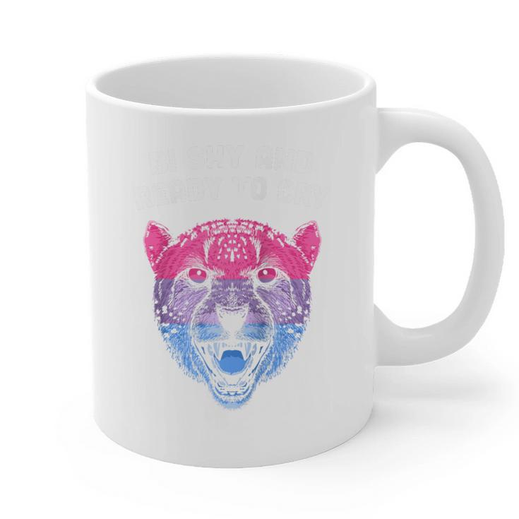 Bi Shy And Ready To Cry Bisexual Introvert Bi Pride Raglan Baseball Tee Graphic Print Coffee Mug
