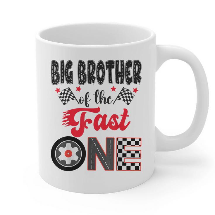 Big Brother Of The Fast One Car Racing Dad 1St Birthday Boy Graphic Print Coffee Mug