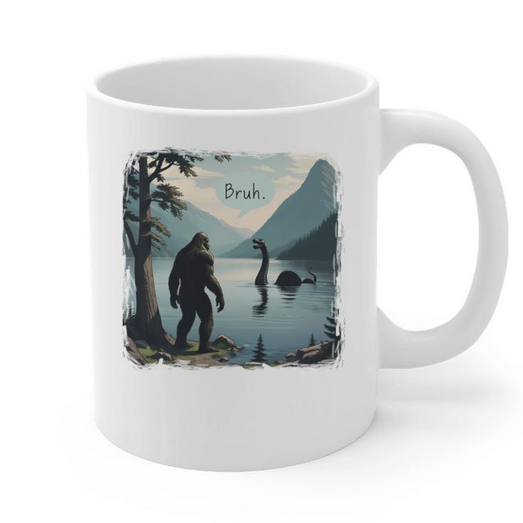Bigfoot Sasquatch & Loch Ness Monster Introvert Bruh Graphic Print Coffee Mug