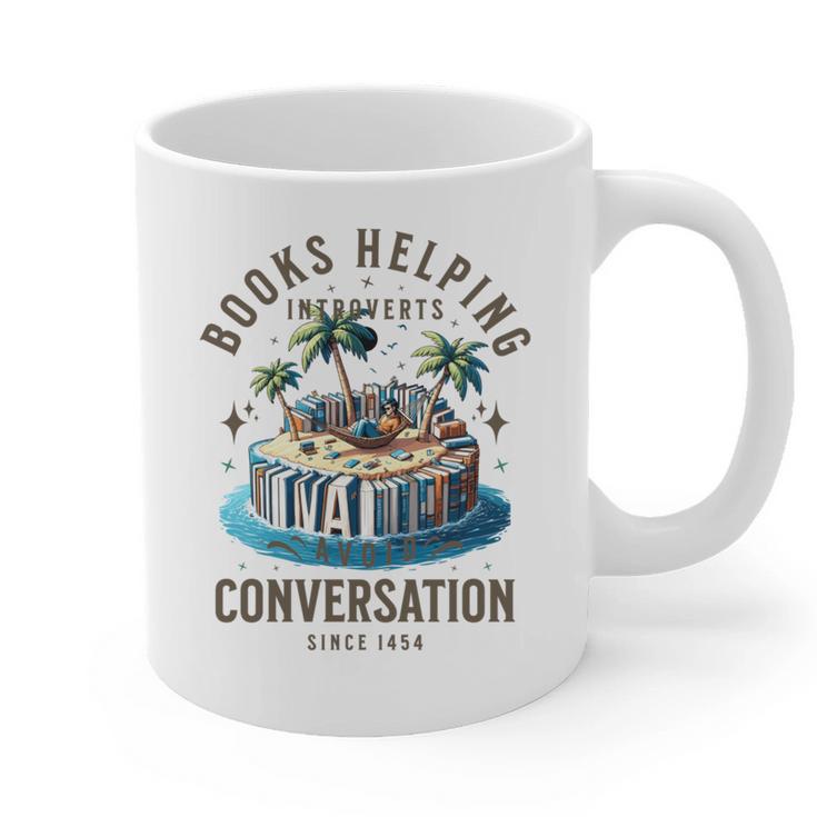Books Helping Introvert Avoid Conversation Graphic Print Coffee Mug