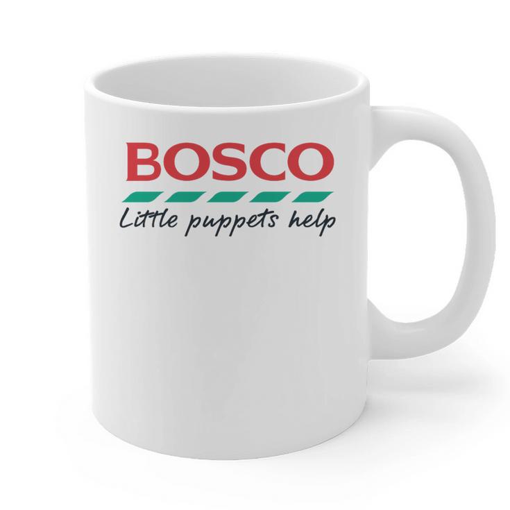 Bosco Little Puppets Help Irish Nostalgia Retro 80s Premium Tri-Blend Graphic Print Coffee Mug