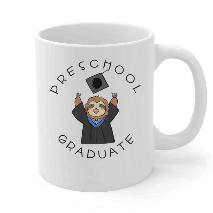 Boys Girls Preschool Graduate Sloth Graduation Cap Graphic Print Coffee Mug