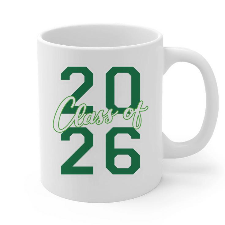 Class Of 2026 Graduation Varsity Green And On The Back Graphic Print Coffee Mug