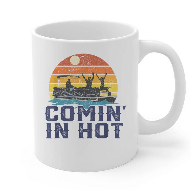 Comin In Hot Pontoon Boat Boating Lake For Dad Small Graphic Print Coffee Mug