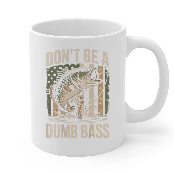 Don't Be A Dumb Bass Fish Camo American Flag Dad Jokes Graphic Print Coffee Mug