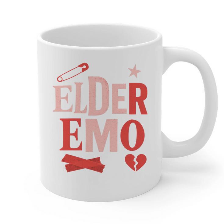 Elder Emo Retro Punk Typography Nostalgia Premium Tri-Blend Graphic Print Coffee Mug