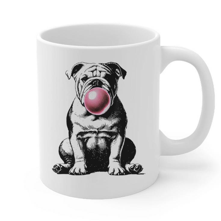 English Bulldog Bubble Gum Vintage Dog Mom Pet Dad Graphic Print Coffee Mug