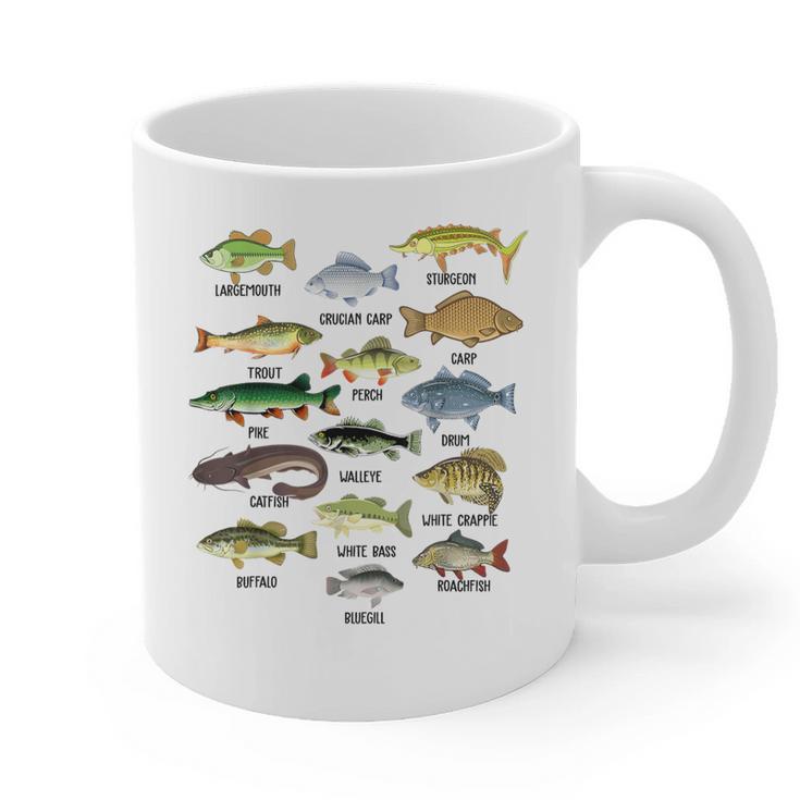 Fishing-Shirt Types Of Freshwater Bass Fish Dad Jokes Graphic Print Coffee Mug