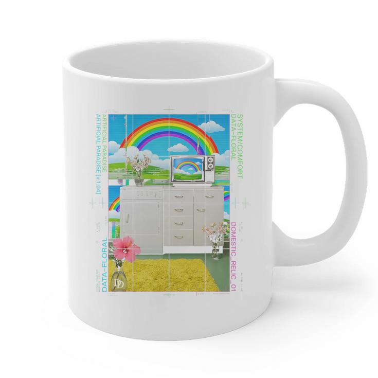 Frutiger Aero Aesthetic Rainbow Glitch Art Premium Tri-Blend Graphic Print Coffee Mug