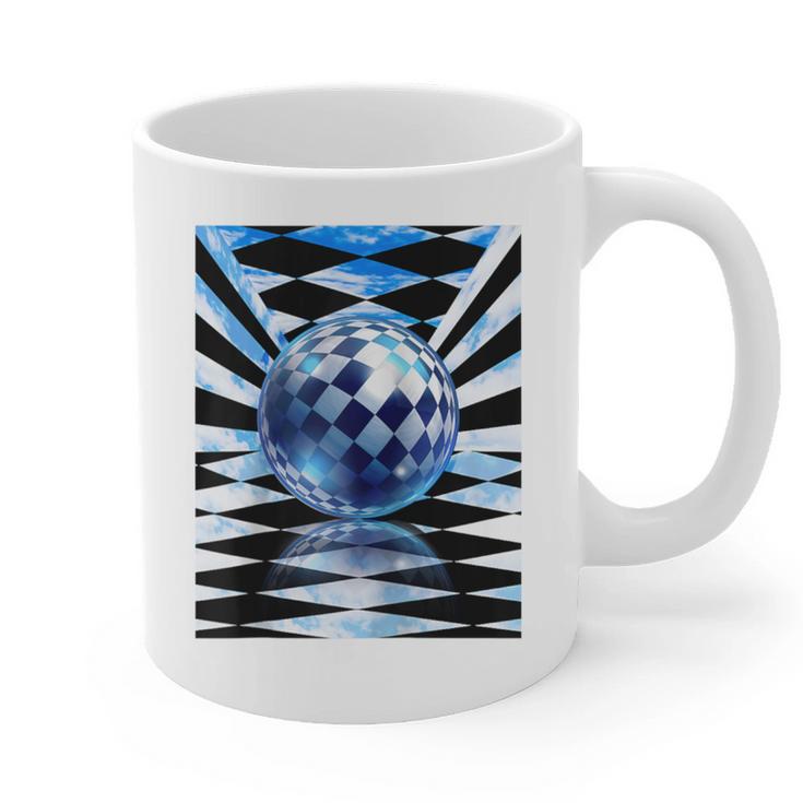 Frutiger Aero Aesthetic Tech Checkered Room Orb Sky Raglan Baseball Tee Graphic Print Coffee Mug