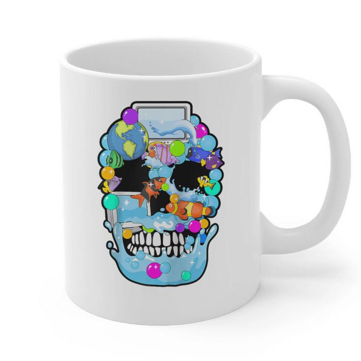 Frutiger Aero Aesthetic Tech Skull Computer Fishes Raglan Baseball Tee Graphic Print Coffee Mug