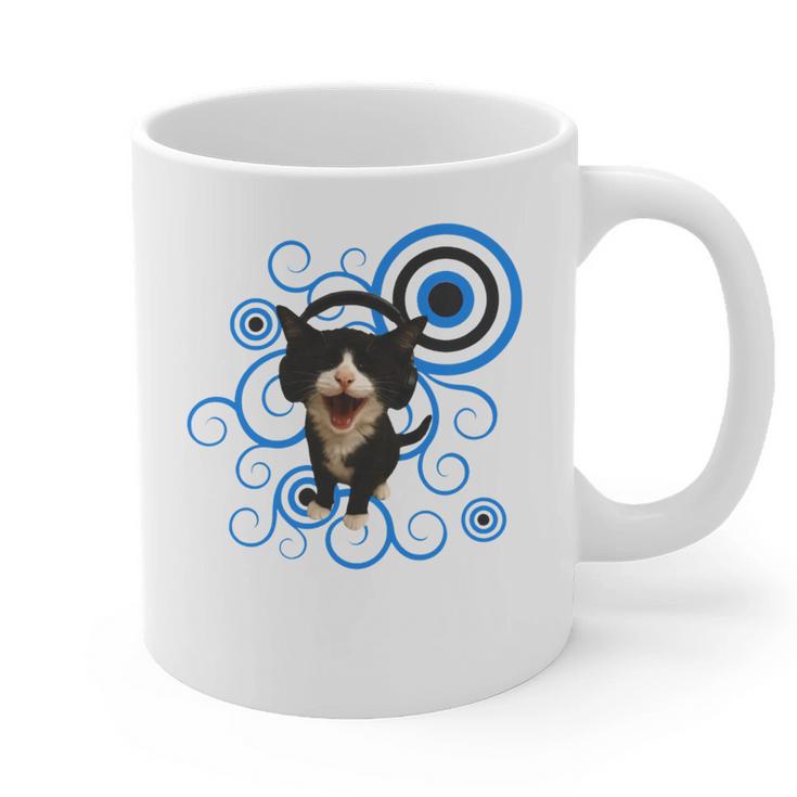 Frutiger Aero Cat Meme Headphone Kitty Cat Lover Graphic Print Coffee Mug
