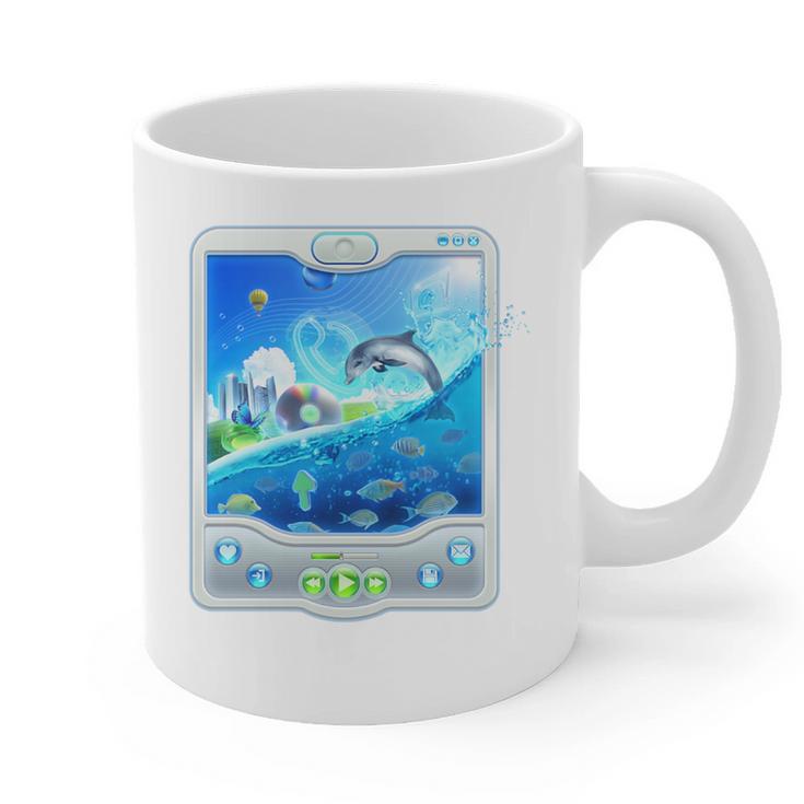 Frutiger Aero Skeuomorphism User Interface Nostalgia Premium Tri-Blend Graphic Print Coffee Mug