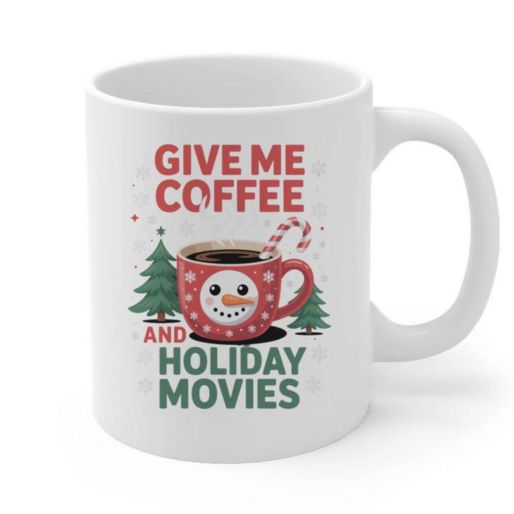 Give Me Coffee And Holiday Movies Introvert Christmas Graphic Print Coffee Mug