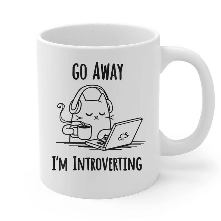 Go Away I'm Introverting Cat Introvert Anxiety Anxious Graphic Print Coffee Mug