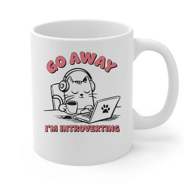 Go Away I´m Introverting Stay Home Socially Awkward Graphic Print Coffee Mug