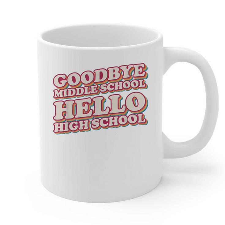 Goodbye Middle School Hello High School 8th Grade Graduation Graphic Print Coffee Mug