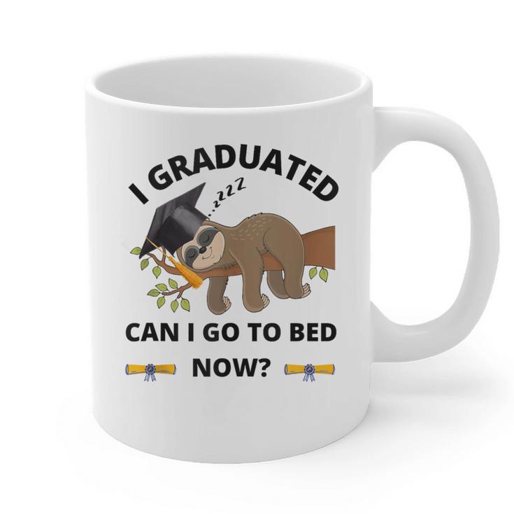 I Graduated Can I Go Back To Bed Sloth Graduation Cap Graphic Print Coffee Mug