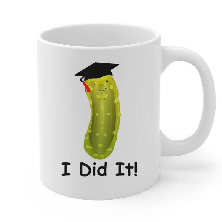 Graduation Cap Wearing Big Dill Pickle I Did It Graduate Fun Graphic Print Coffee Mug