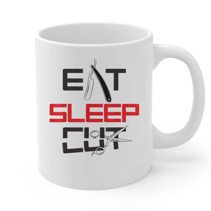 Haircutter Barber Eat Sleep Cut Barbering Graduation Graphic Print Coffee Mug