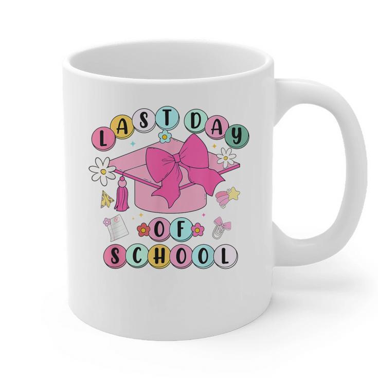 Happy Last Day Of School Coquette Bow Graduation Girls Kids Graphic Print Coffee Mug