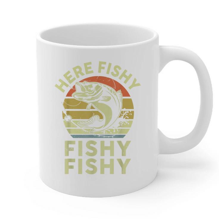 Here-Fishy Fishing Boy Large Mouth Bass Dad Graphic Print Coffee Mug
