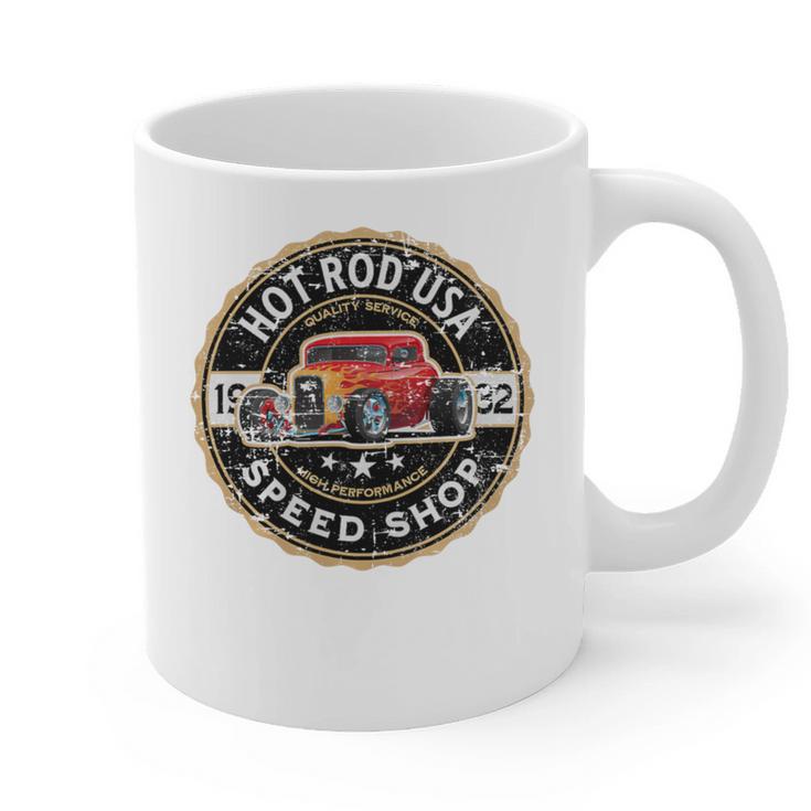 Hotrod Custom Car Automotive Nostalgia Distressed Premium Tri-Blend Graphic Print Coffee Mug